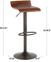 BS-ALE-W2 Contemporary White and Chrome Adjustable Bar Stool (Set of 2) - Ale-4
