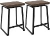 CS-GEO-BK+BN2 Industrial Brown and Black Counter Height Stools (Set of 2) - Geo