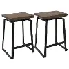 CS-GEO-BK+BN2 Industrial Brown and Black Counter Height Stools (Set of 2) - Geo