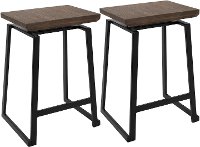 CS-GEO-BK+BN2 Industrial Brown and Black Counter Height Stools (Set of 2) - Geo