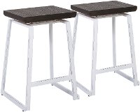 CS-GEO-VW+E2 Industrial Brown and White Counter Height Stools (Set of 2) - Geo