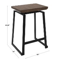 CS-GEO-VW+E2 Industrial Brown and White Counter Height Stools (Set of 2) - Geo-4