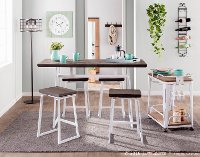 CS-GEO-VW+E2 Industrial Brown and White Counter Height Stools (Set of 2) - Geo-5