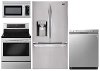 KIT LG 4 Piece Electric Kitchen Appliance Package with 27.9 cu. ft. French Door Refrigerator - Stainless Steel
