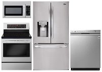 KIT LG 4 Piece Electric Kitchen Appliance Package with 27.9 cu. ft. French Door Refrigerator - Stainless Steel