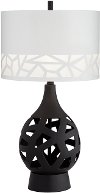 Modern Black Ceramic Geometric Pattern Table Lamp - Rubin