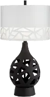 Modern Black Ceramic Geometric Pattern Table Lamp - Rubin