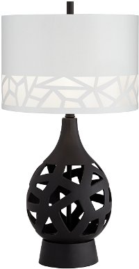 Modern Black Ceramic Geometric Pattern Table Lamp - Rubin