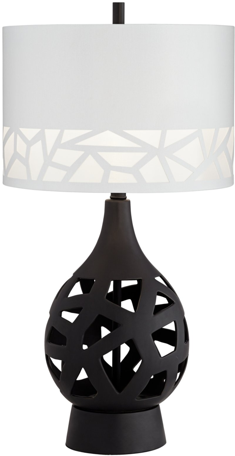 black geometric table lamp