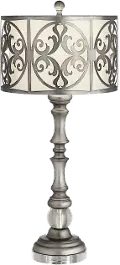Traditional Gun Metal and Crystal Table Lamp - Vernon