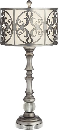 Traditional Gun Metal and Crystal Table Lamp - Vernon