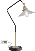 Alfie Industrial Bronze and Brass Desk Lamp with USB