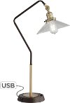 Industrial Bronze and Brass Desk Lamp with USB - Alfie