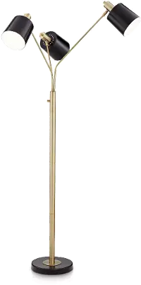 Antique Brass Plated and Black Floor Lamp - New York Studio