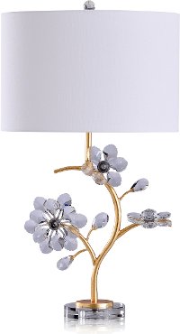 Gold Branch with Crystal Glass Leaflets Table Lamp - Ulster