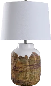 Rustic Earth Tone Textured Ceramic Table Lamp - Canyon