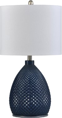 26 Inch Navy Blue Glass Table Lamp
