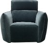 Clearance Transitional Midnight Blue Power Recliner with Manual Headrest - Harley