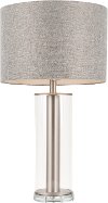LS-GLCRTB-GY Brushed Nickel Metal Table Lamp with Glass Base - Glacier