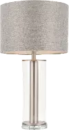 LS-GLCRTB GY Brushed Nickel Metal Table Lamp with Glass Base - Glacier
