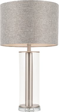 LS-GLCRTB-GY Brushed Nickel Metal Table Lamp with Glass Base - Glacier