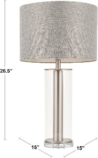 LS-GLCRTB-GY Brushed Nickel Metal Table Lamp with Glass Base - Glacier-5