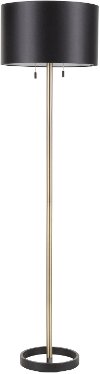 L-HLTNFL-AU+BK Contemporary Black Floor Lamp with Gold Accents - Hilton