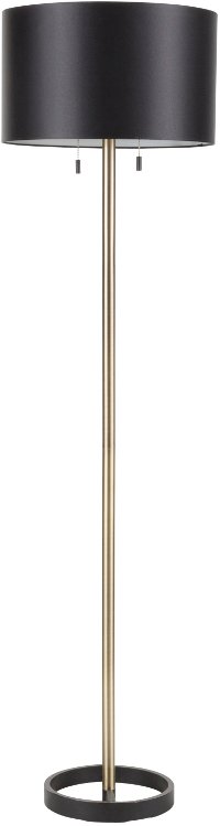 L-HLTNFL-AU+BK Contemporary Black Floor Lamp with Gold Accents - Hilton