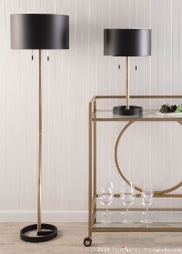 L-HLTNFL-AU+BK Contemporary Black Floor Lamp with Gold Accents - Hilton-3