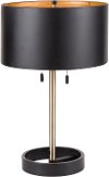 L-HLTNTB-AU+BK Contemporary Black Table Lamp with Gold Accents - Hilton
