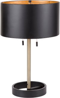 L-HLTNTB-AU+BK Contemporary Black Table Lamp with Gold Accents - Hilton