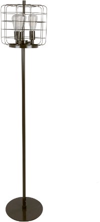LS-INDYCG-AN Metal Cage Floor Lamp with Antique Finish - Indy
