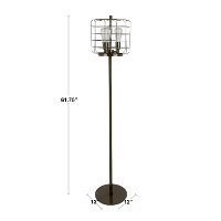 LS-INDYCG-AN Metal Cage Floor Lamp with Antique Finish - Indy-3