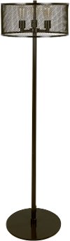 LS-INDYMSH-AN Metal Floor Lamp in Antique Metal with Mesh Shade - Indy