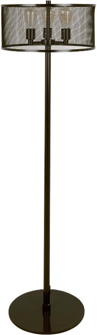 LS-INDYMSH-AN Metal Floor Lamp in Antique Metal with Mesh Shade - Indy