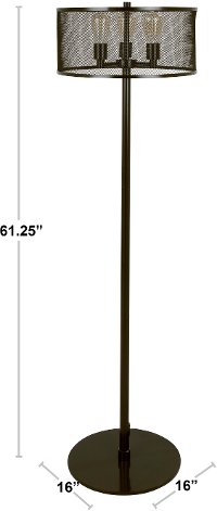 LS-INDYMSH-AN Metal Floor Lamp in Antique Metal with Mesh Shade - Indy-4