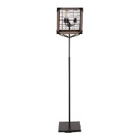 LS-ORLNFL-BK+BN Black Metal Floor Lamp with Wooden Wire Crate Shade - Orleans-2
