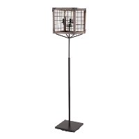 LS-ORLNFL-BK+BN Black Metal Floor Lamp with Wooden Wire Crate Shade - Orleans-3