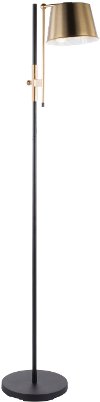 L-MTRCFL-AB Antique Brass and Black Industrial Floor Lamp - Metric