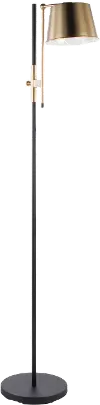 L-MTRCFL AB Antique Brass and Black Industrial Floor Lamp - Metric