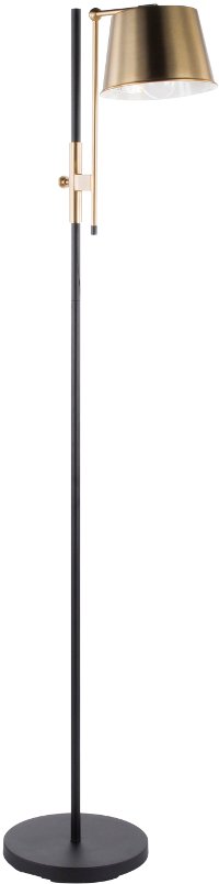 L-MTRCFL-AB Antique Brass and Black Industrial Floor Lamp - Metric