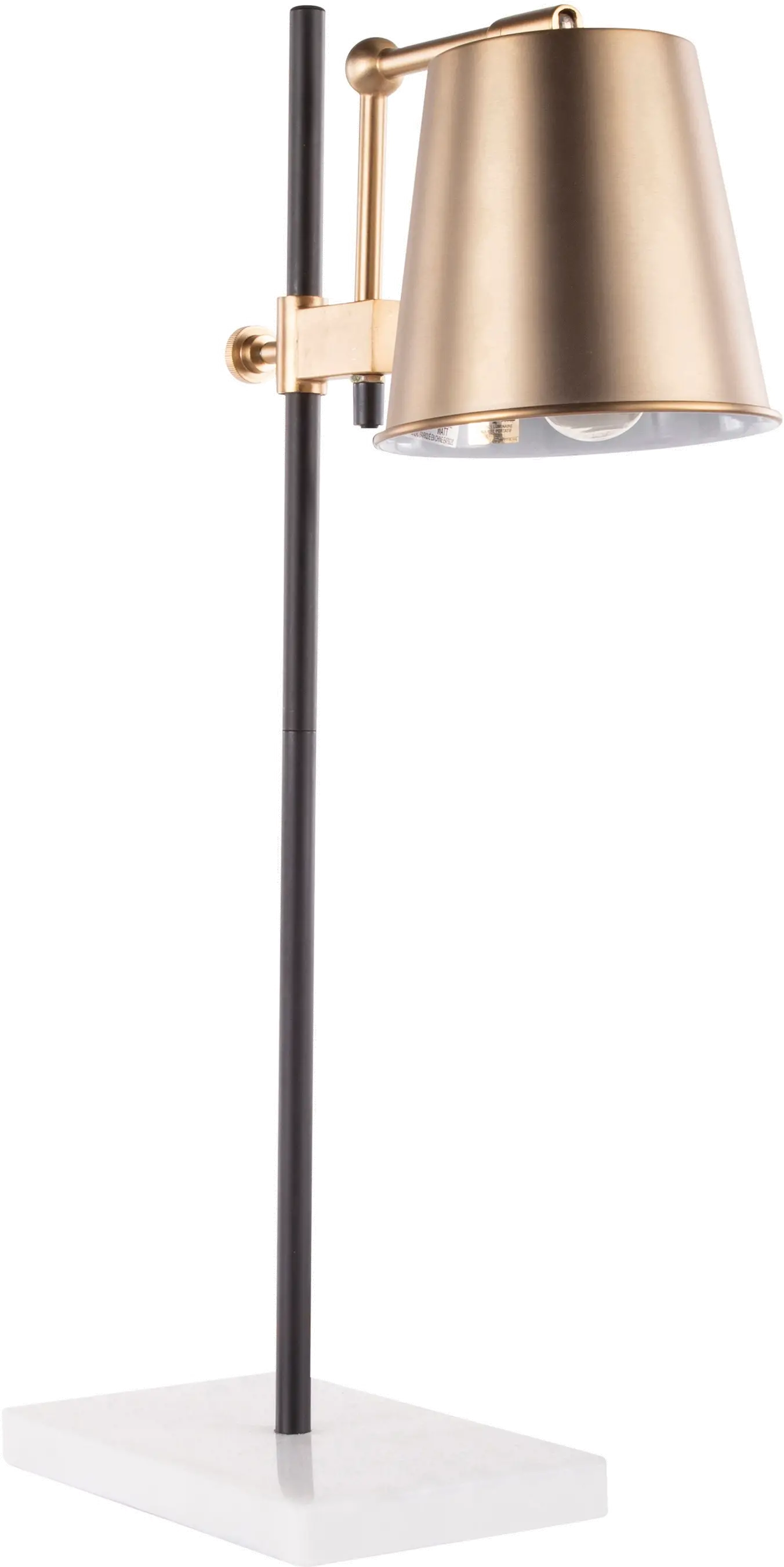 L-MTRCTB-AB Antique Brass and White Marble Industrial Table Lamp - Metric-1