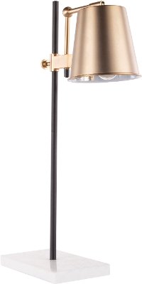 L-MTRCTB-AB Antique Brass and White Marble Industrial Table Lamp - Metric