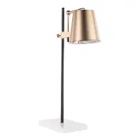 L-MTRCTB-AB Antique Brass and White Marble Industrial Table Lamp - Metric