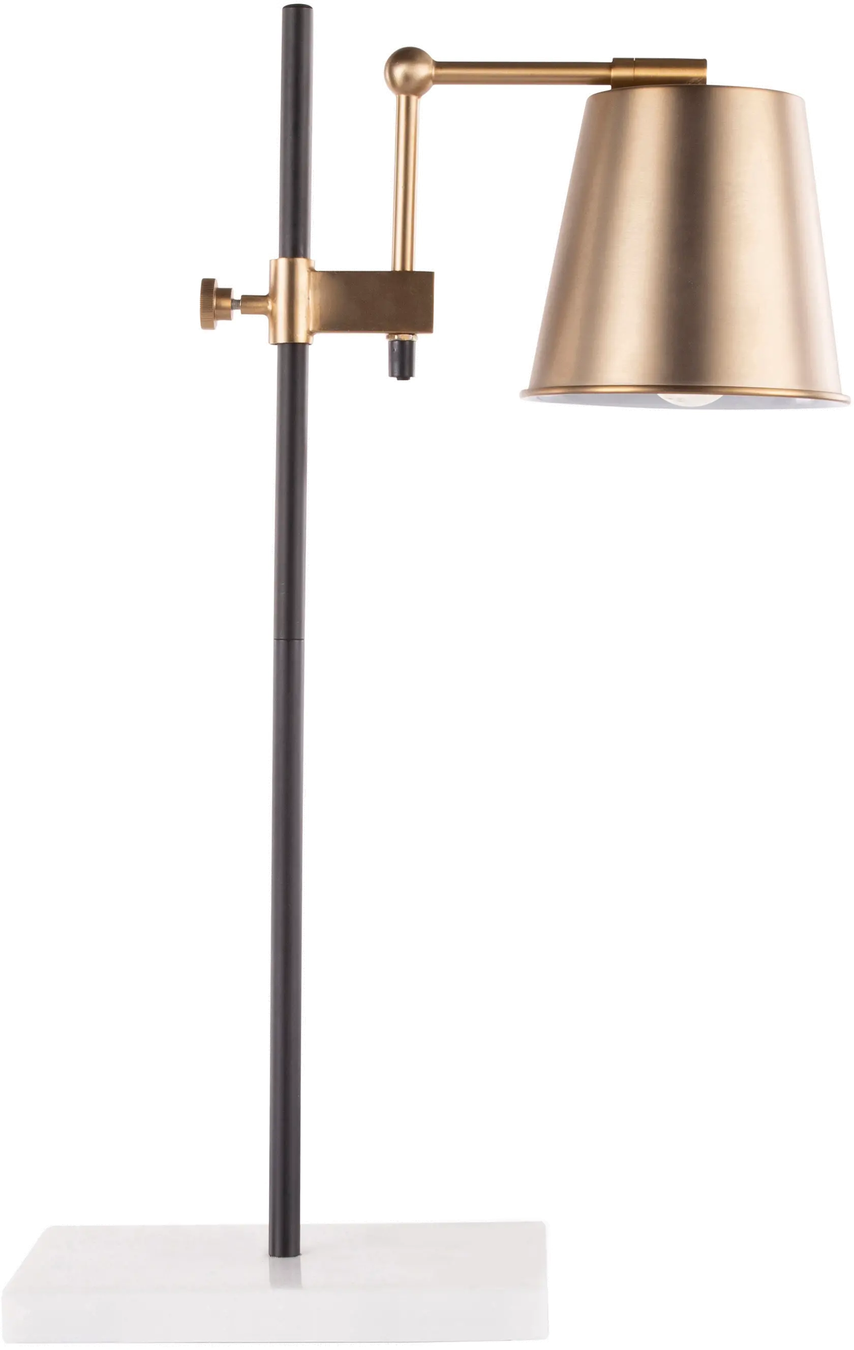 L-MTRCTB-AB Antique Brass and White Marble Industrial Table Lamp - Metric-2