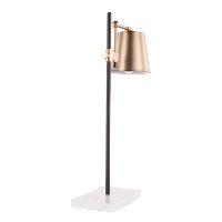 L-MTRCTB-AB Antique Brass and White Marble Industrial Table Lamp - Metric-3