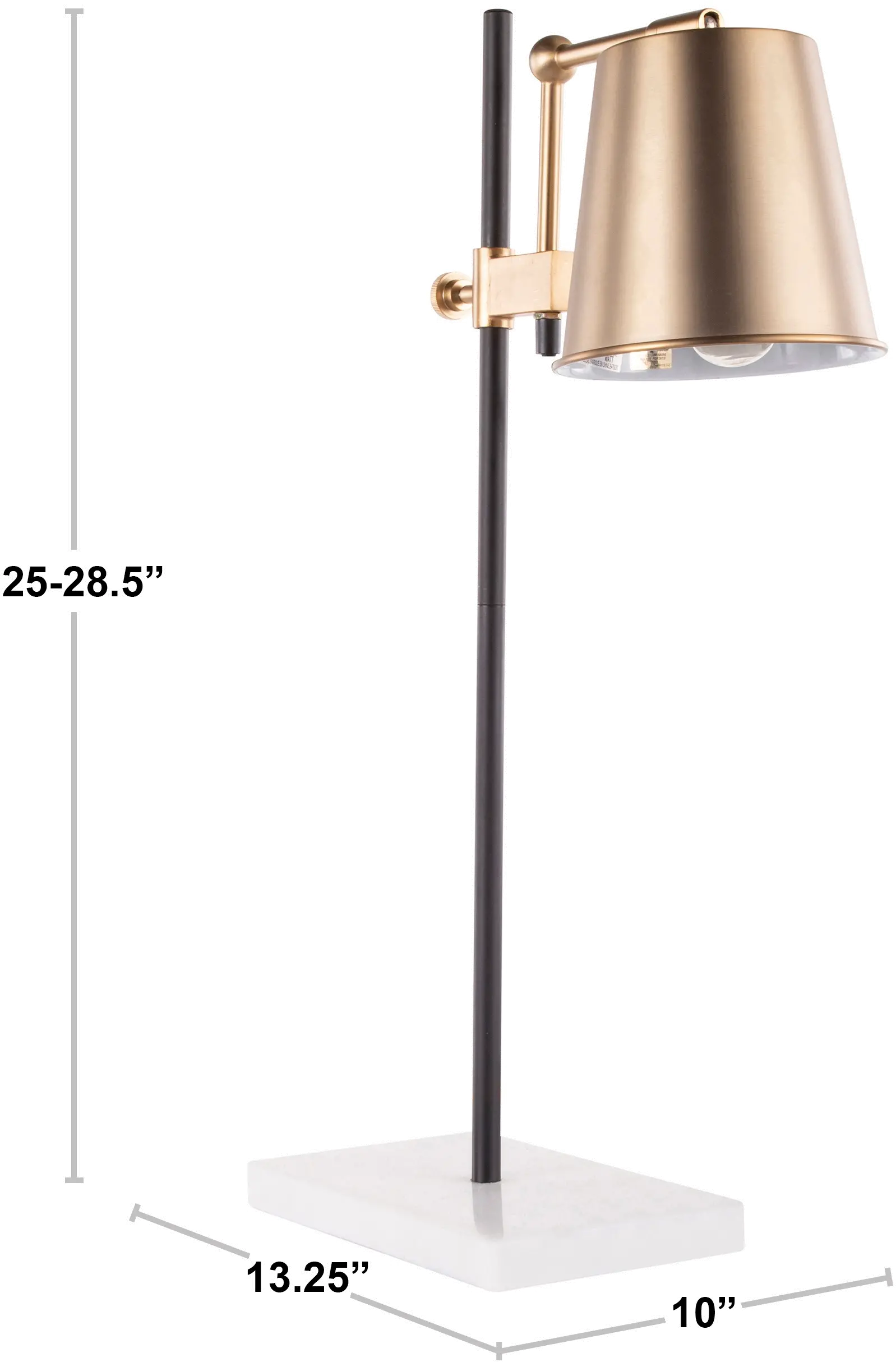 L-MTRCTB-AB Antique Brass and White Marble Industrial Table Lamp - Metric-4