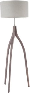 L-WSHBNFL-LGY Contemporary Wood Wishbone Floor Lamp with Light Gray Shade