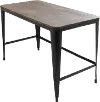 OFD-PIA BK+E Industrial Black Metal Desk with Wood Top - Pia