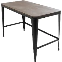 OFD-PIA-BK+E Industrial Black Metal Desk with Wood Top - Pia